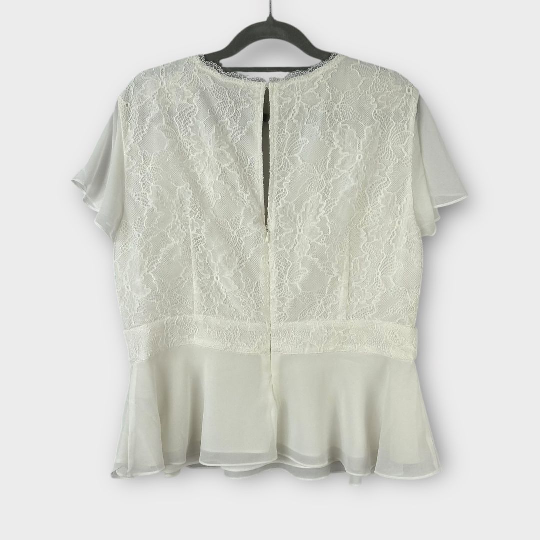 French Connection Bikita Lace Mix Short Sleeve Top - 16