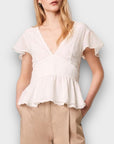 French Connection Bikita Lace Mix Short Sleeve Top - 16
