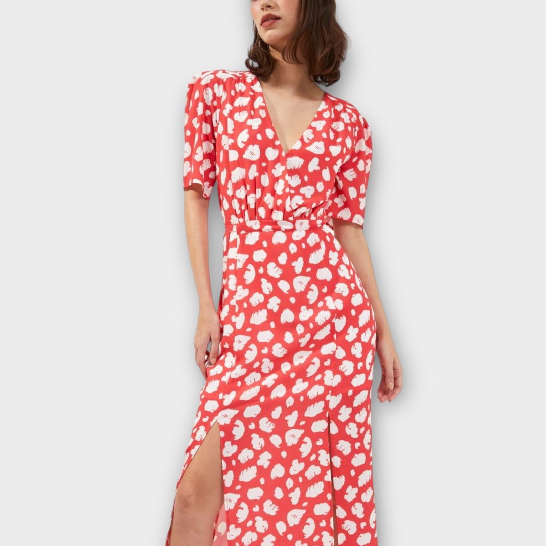 French Connection Drape Front Split Midi Dress - 10