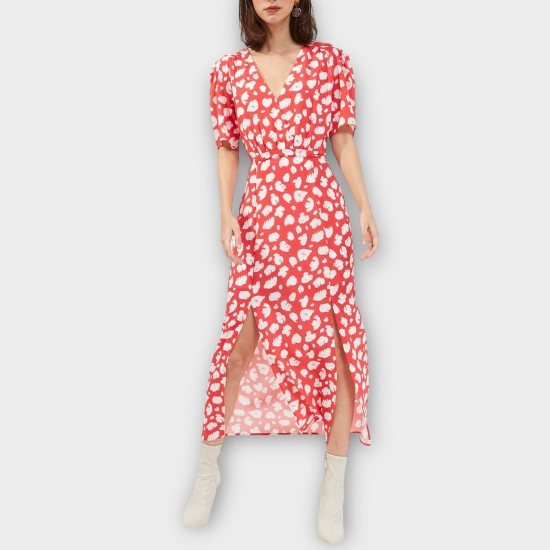 French Connection Drape Front Split Midi Dress - 10