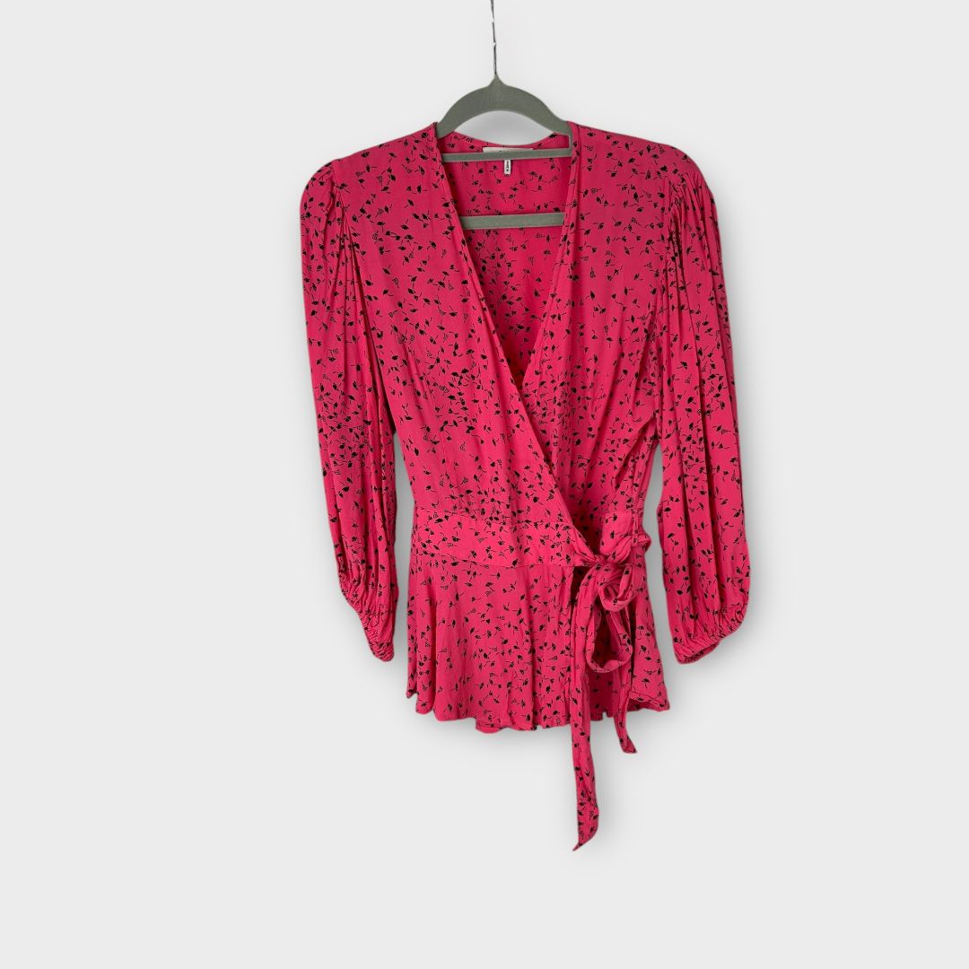 Ganni Barra Crepe Wrap Top - 6