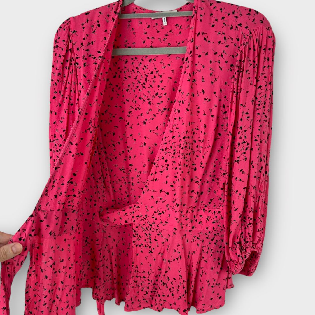 Ganni Barra Crepe Wrap Top - 6