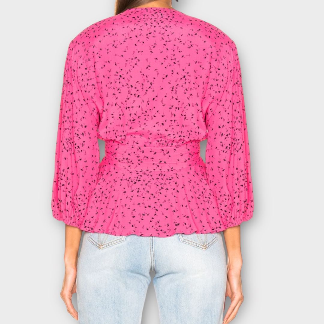 Ganni Barra Crepe Wrap Top - 6
