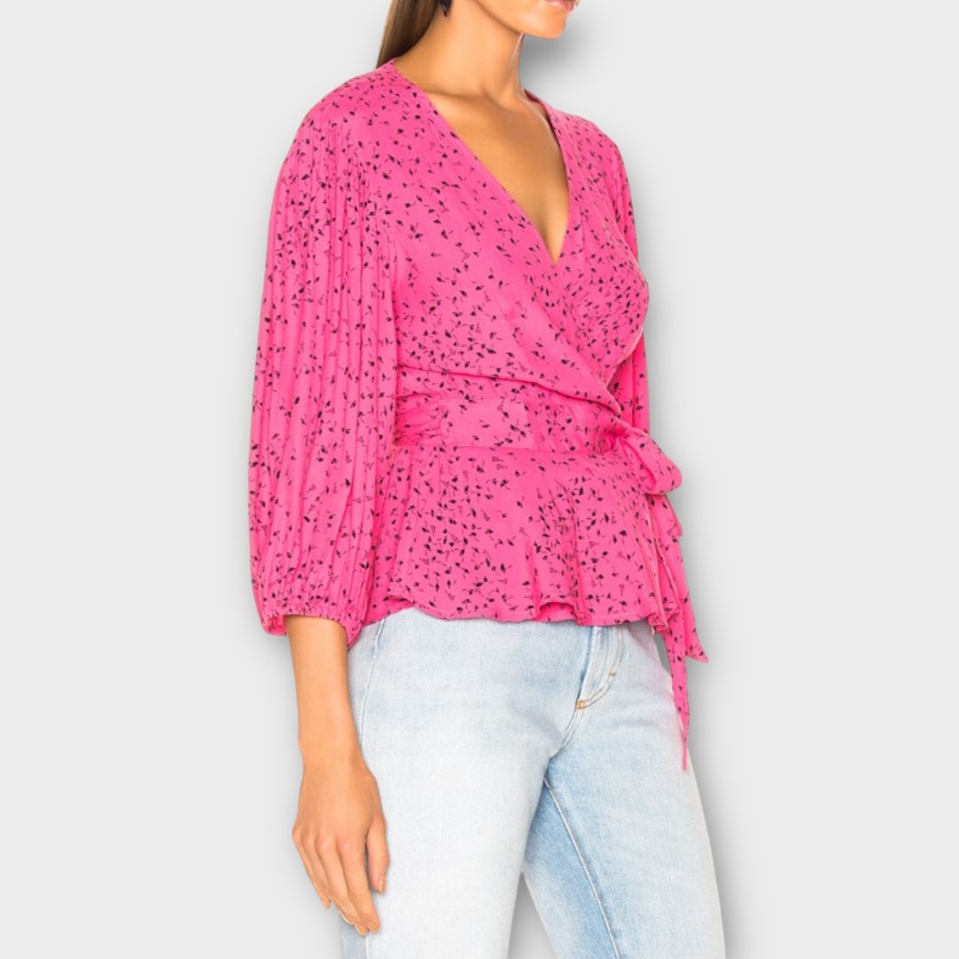 Ganni Barra Crepe Wrap Top - 6