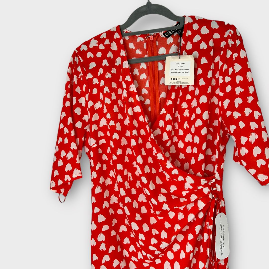 Girl In Mind Heart Print Midi Dress - 12
