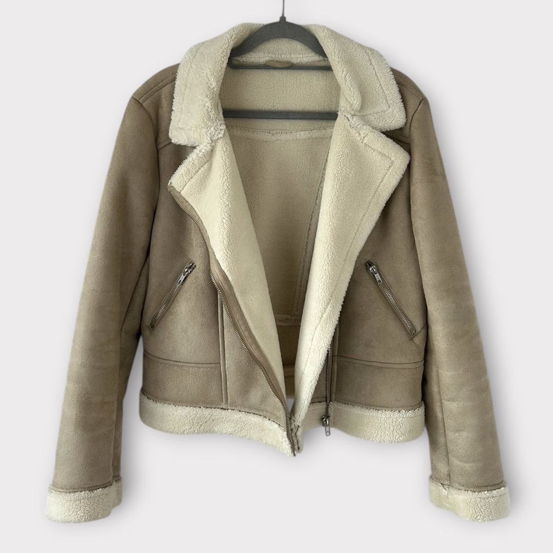 Great Plains London Faux Shearling Biker Jacket - 10 (M)