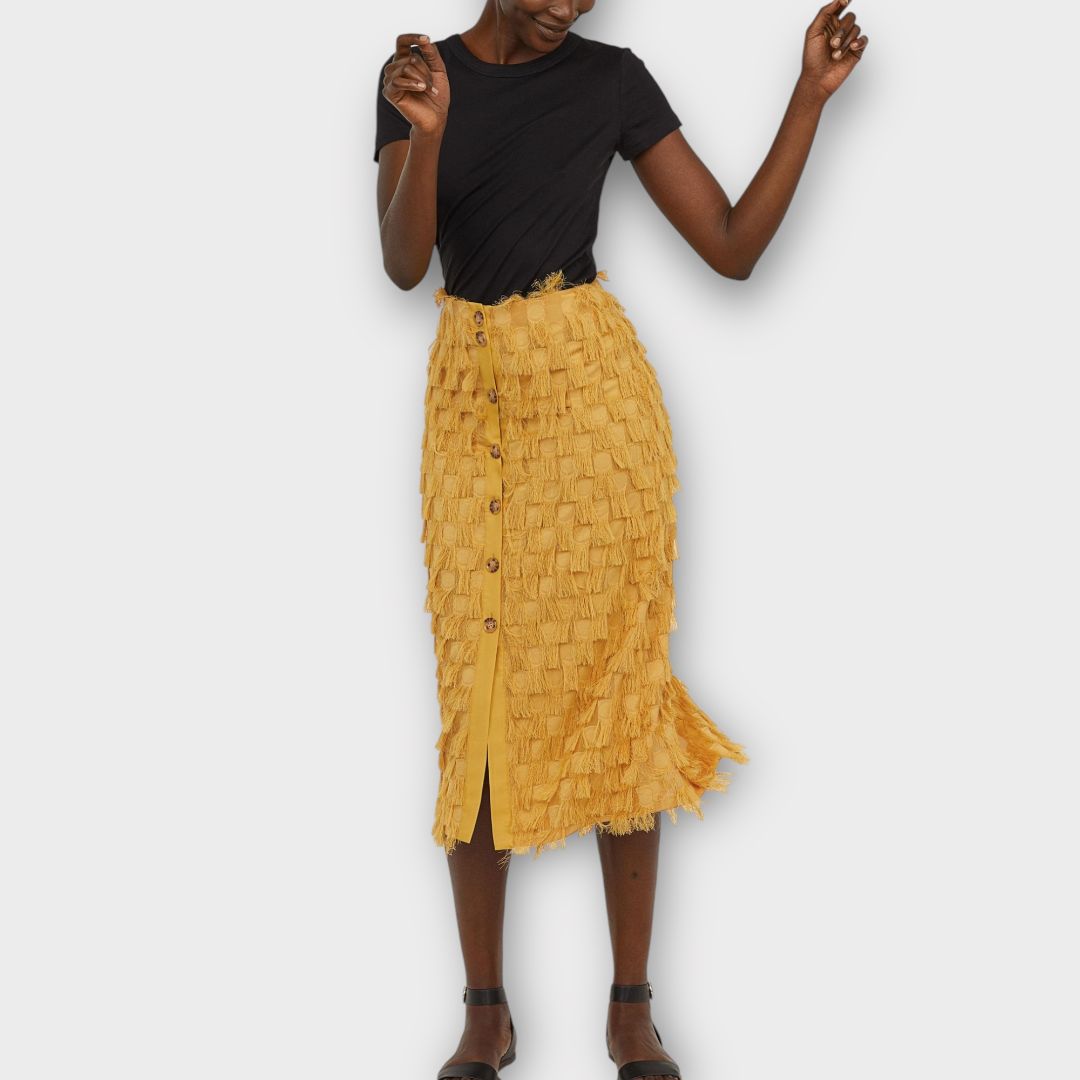 H&amp;M Fringe Midi Skirt - 8