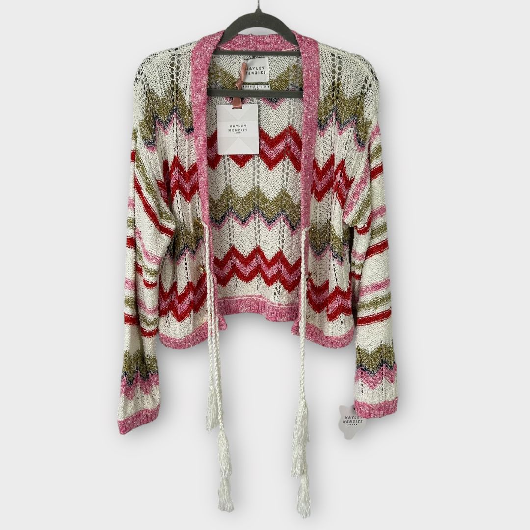 Hayley Menzies Boucle Zigzag Tie Front Cardigan - S