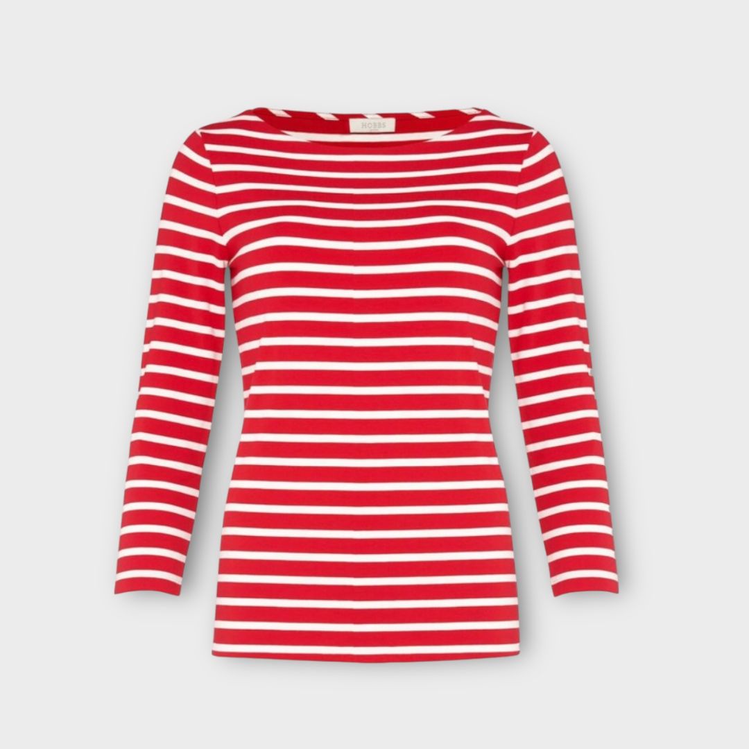 Hobbs Striped Sonya Double Fronted Top - S