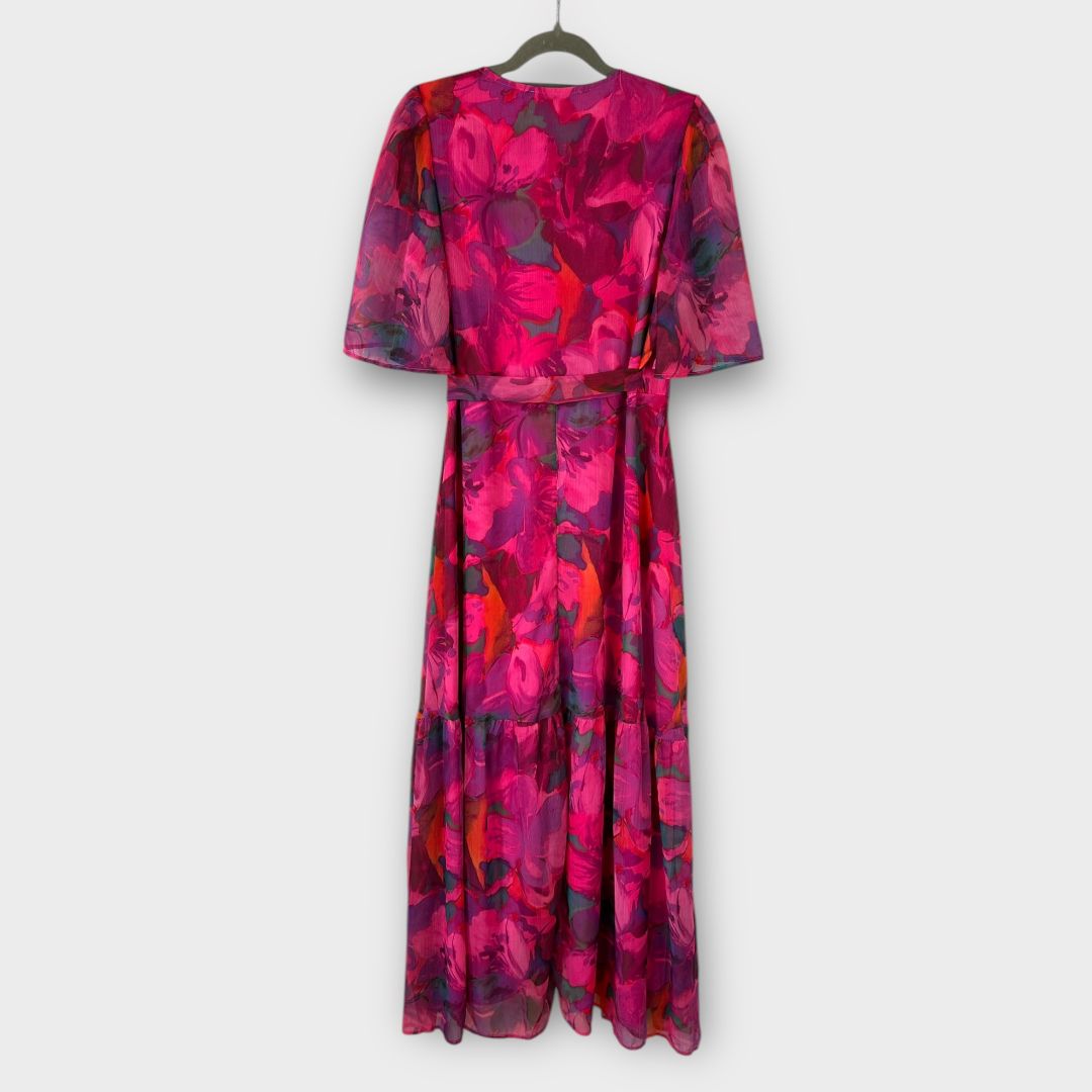 Hope &amp; Ivy The Corinne Flutter Sleeve Maxi Wrap Dress with Tie Waist - 10