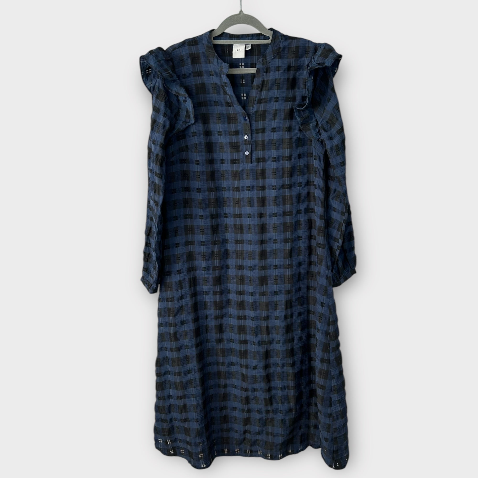 Ichi Gingham Midi Dress - 12