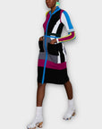 Joanne Hynes Full Zip Geometric Ribbed Knit Dress - S