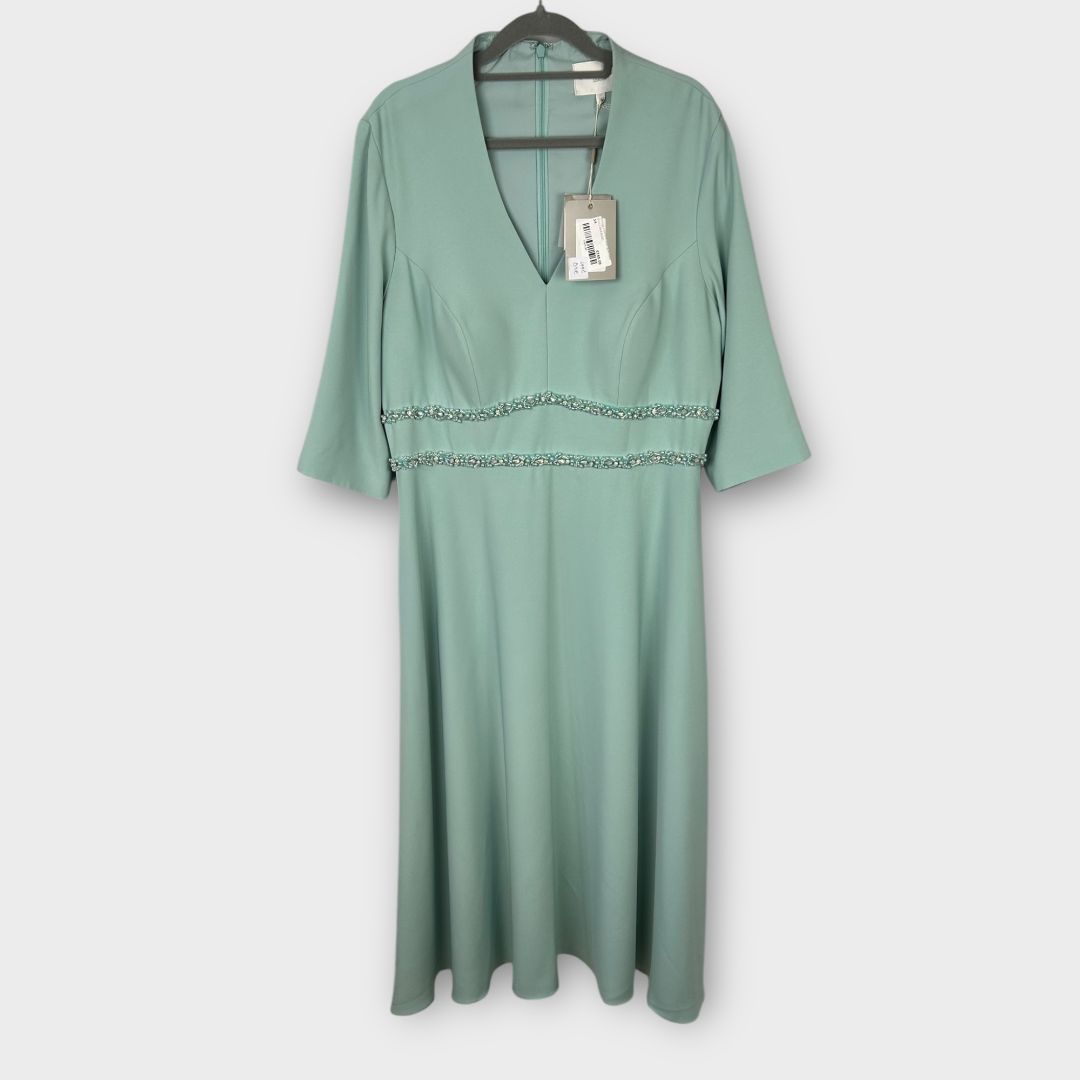 John Charles Beaded Waist Midi Dress - 14