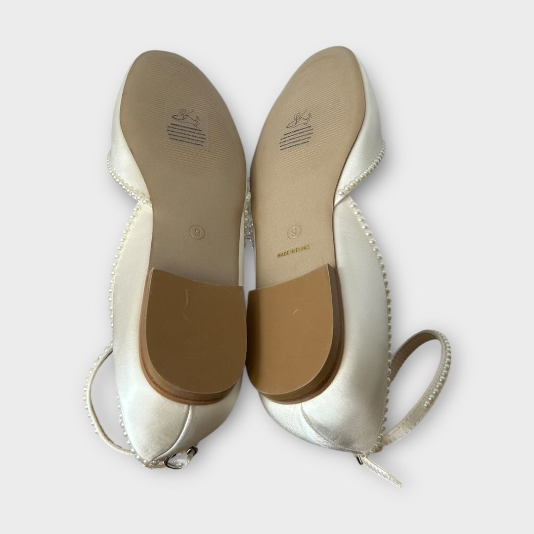 Kailee P. Gloria Bridal Round Toe Flat with Mini Pearls - 7/39
