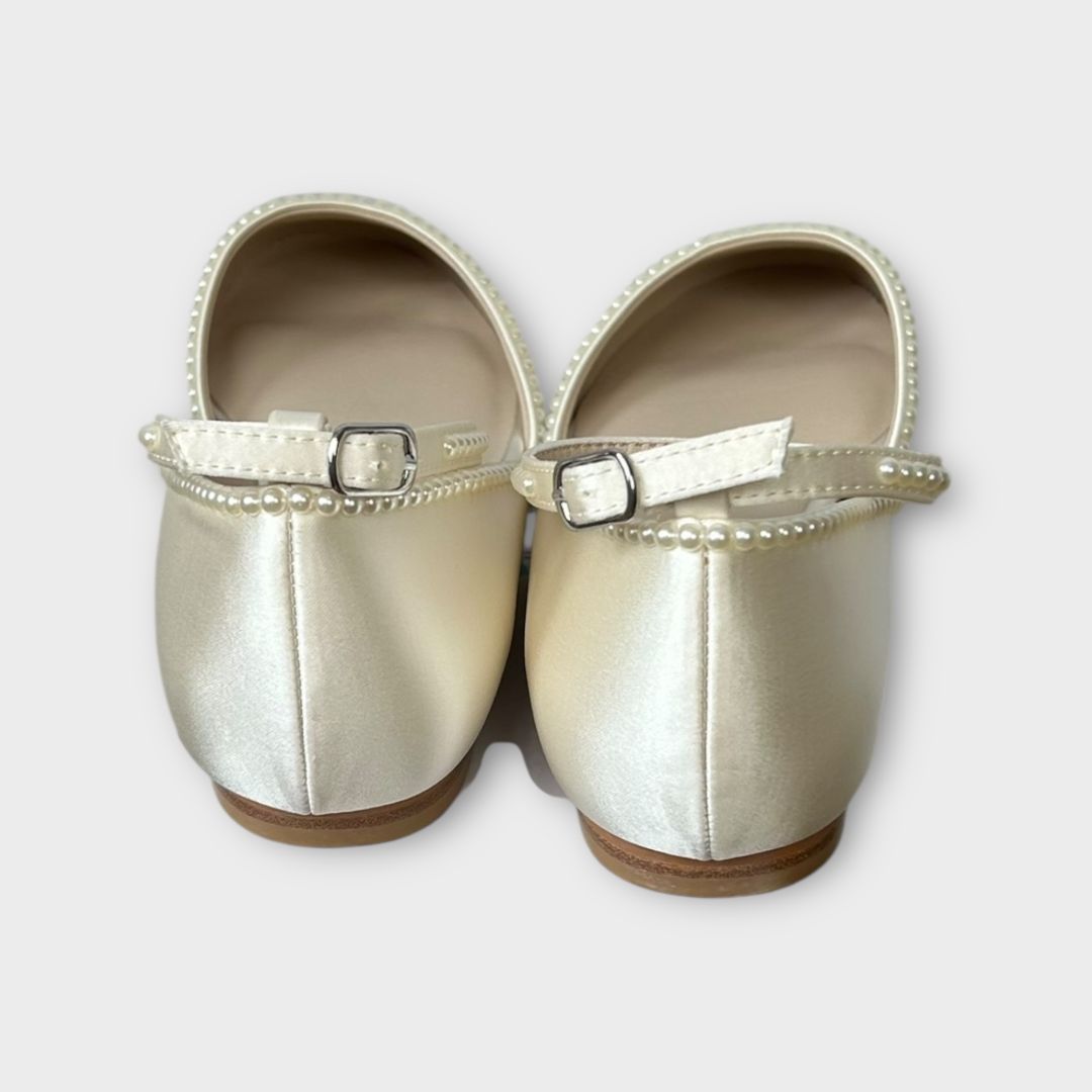 Kailee P. Gloria Bridal Round Toe Flat with Mini Pearls - 7/39