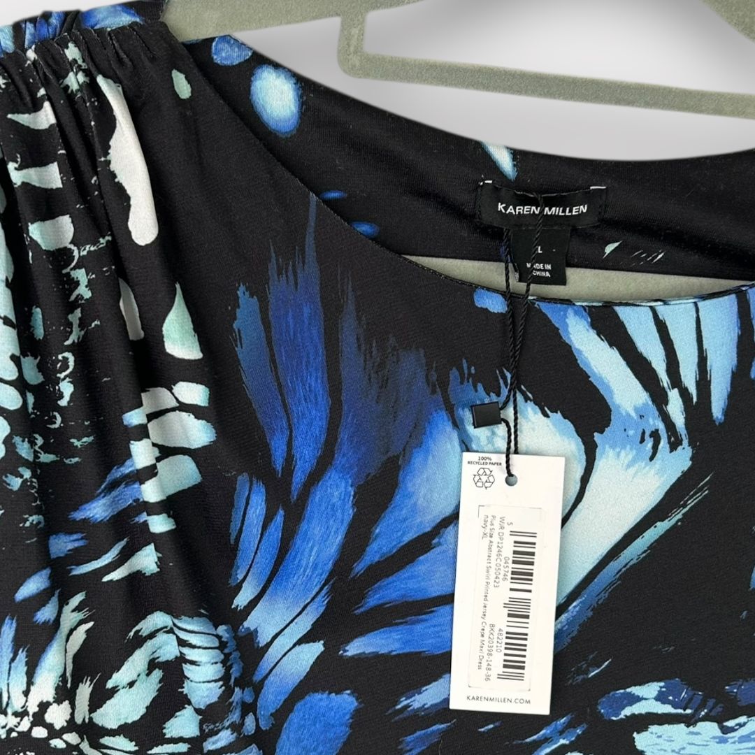 Karen Millen Abstract Swirl Printed Jersey Crepe Maxi Dress - 16/18 (XL)