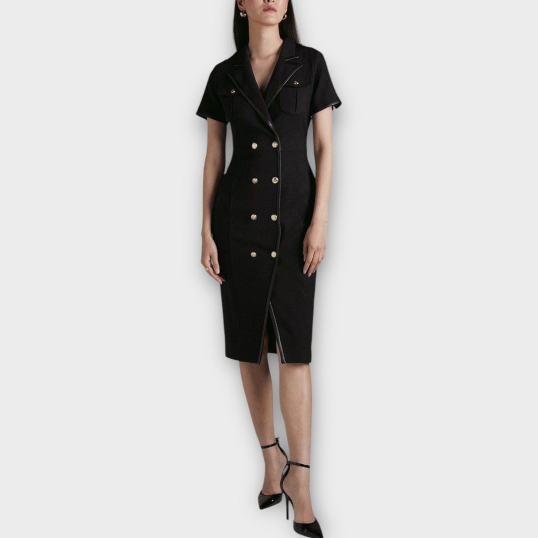 Karen Millen Compact Stretch Pu Tipped Pencil Dress - 12