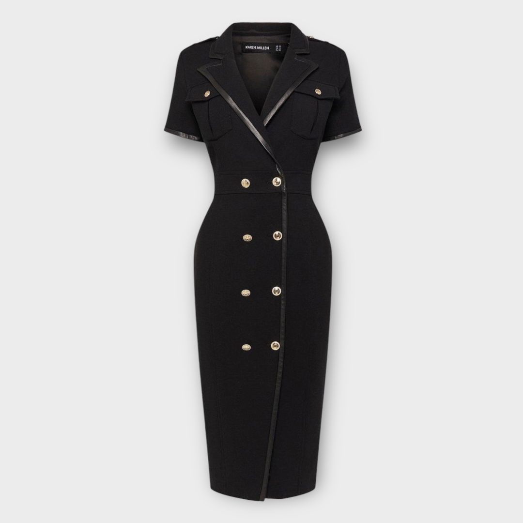 Karen Millen Compact Stretch Pu Tipped Pencil Dress - 12