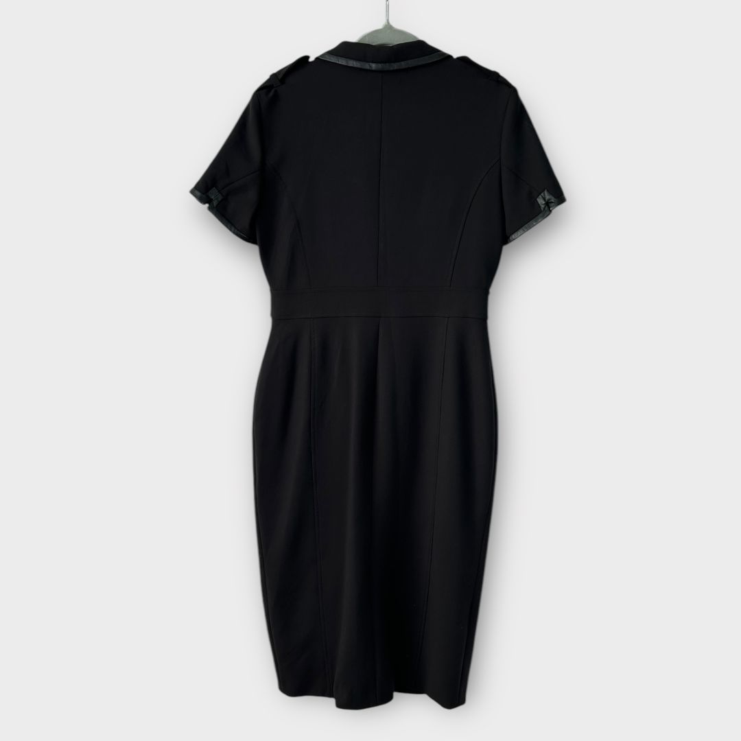 Karen Millen Compact Stretch Pu Tipped Pencil Dress - 12