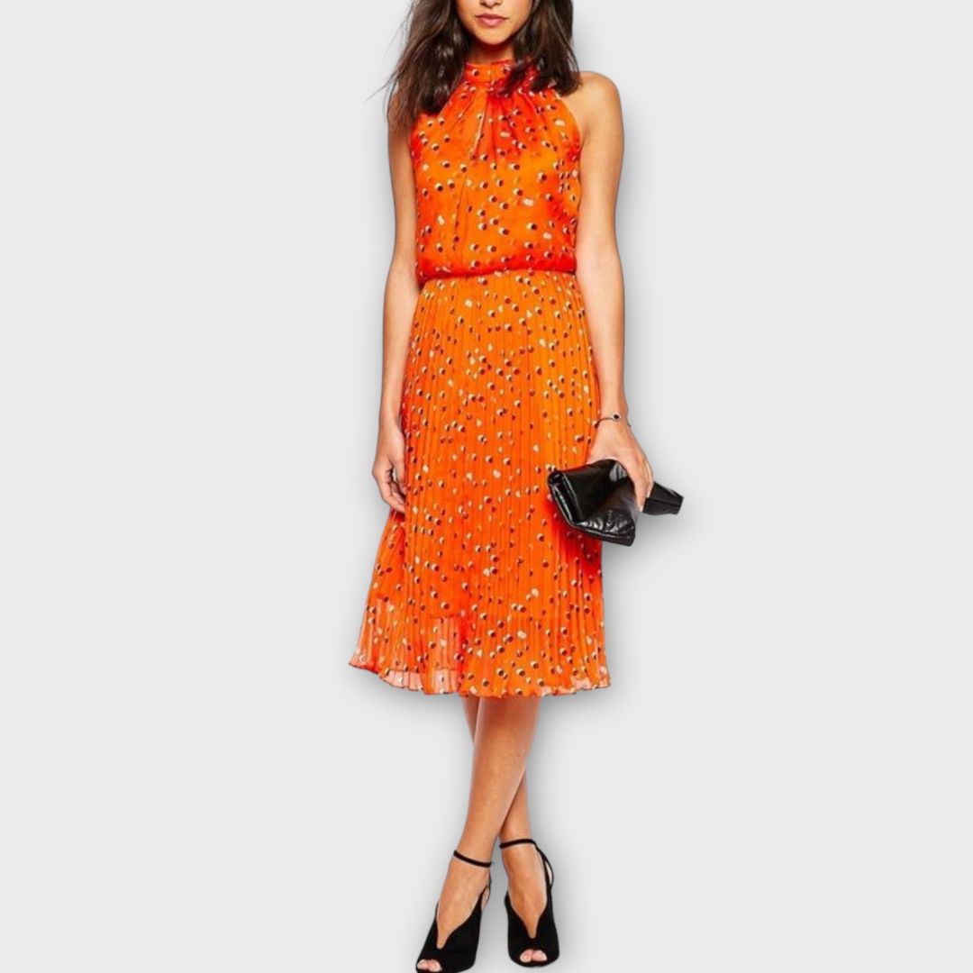 Karen Millen Halter Neck Pleated Midi Dress - 10