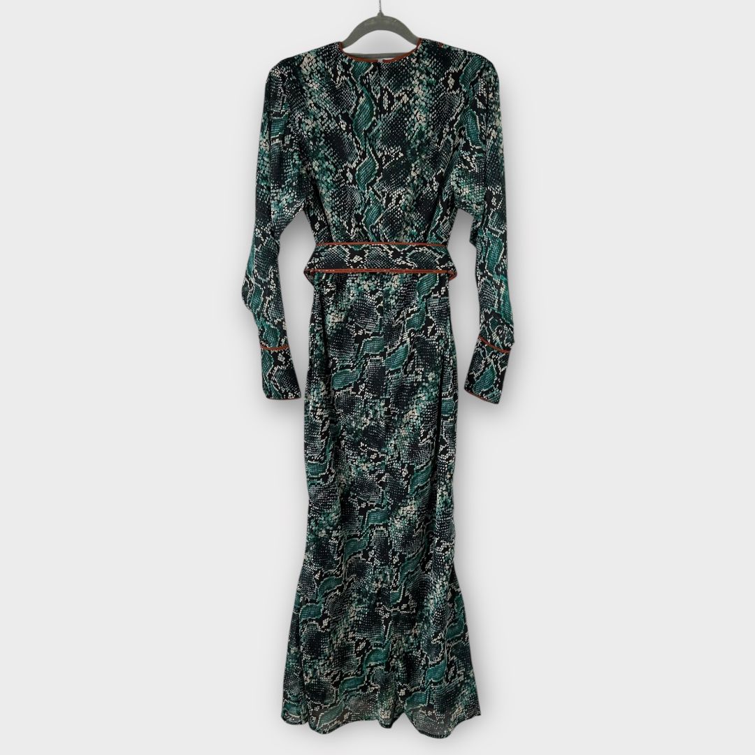 Karen Millen Printed Georgette Woven Maxi Dress With Scarf Detail - 8