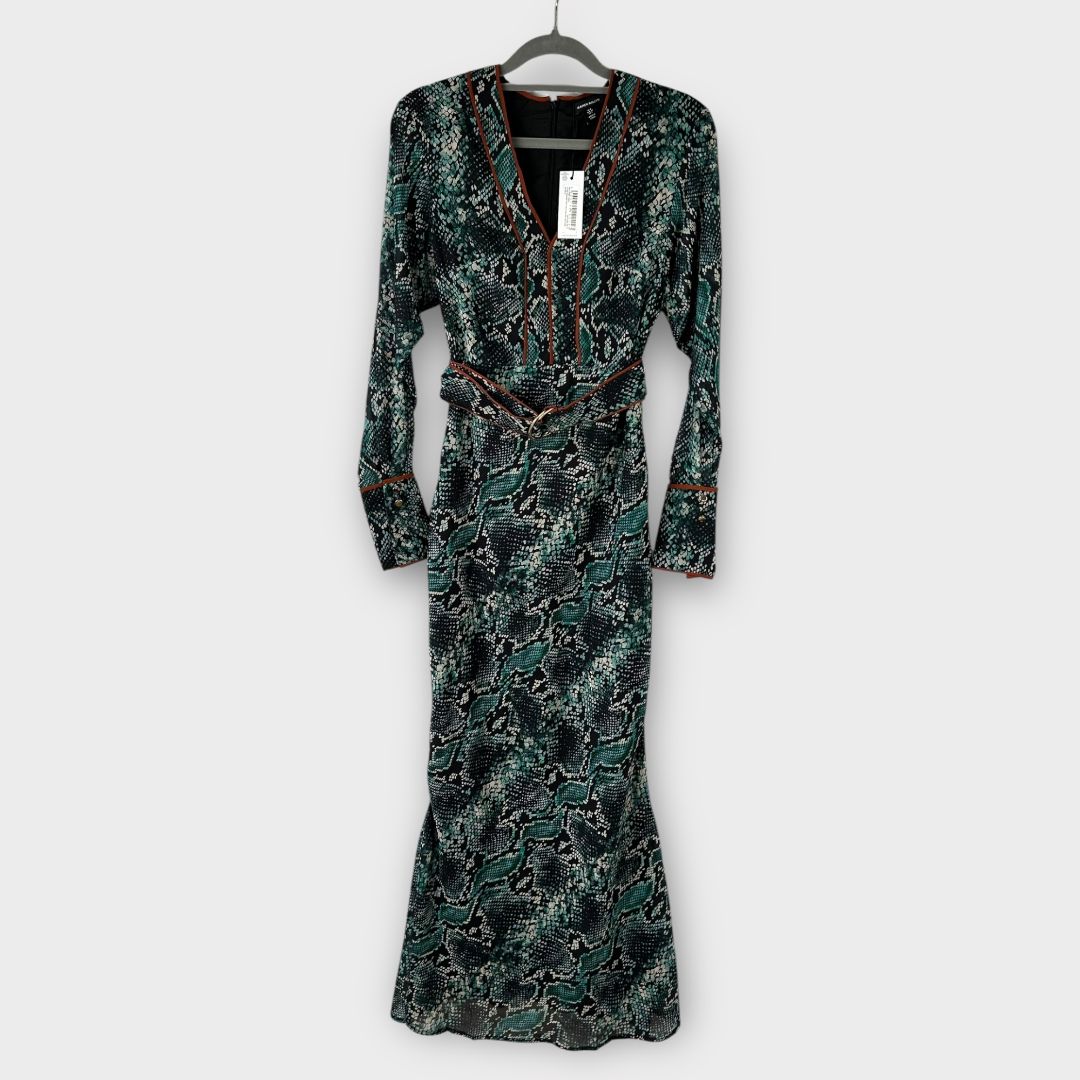 Karen Millen Printed Georgette Woven Maxi Dress With Scarf Detail - 8