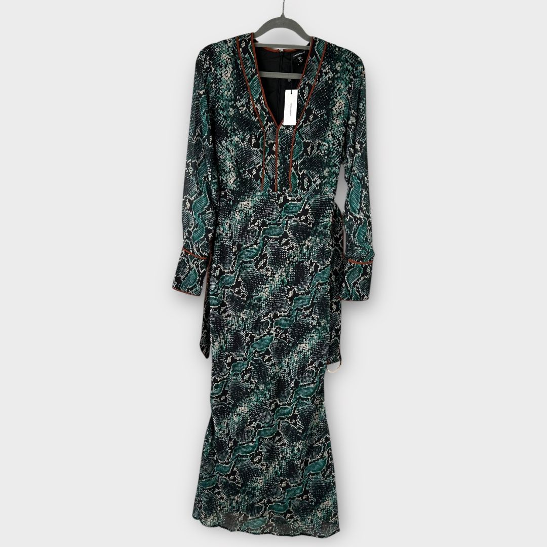 Karen Millen Printed Georgette Woven Maxi Dress With Scarf Detail - 8
