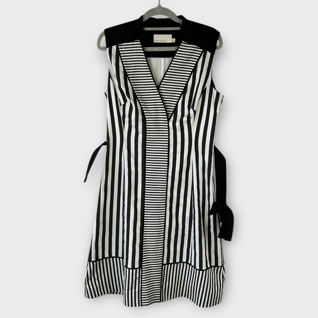 Karen Millen Striped Cotton Blend Dress - 12