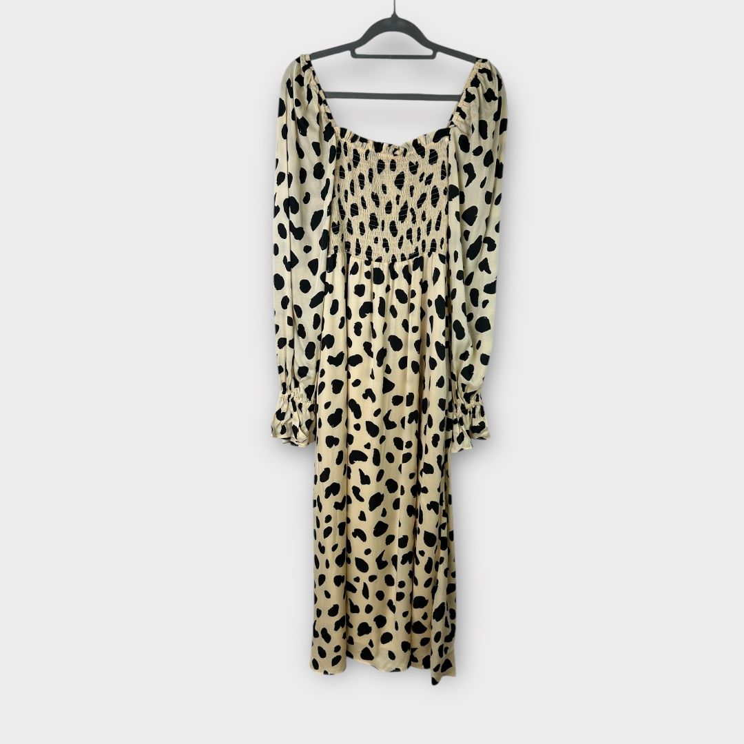 Kitri Jolene Animal Spot Shirred Dress - 10 (S)