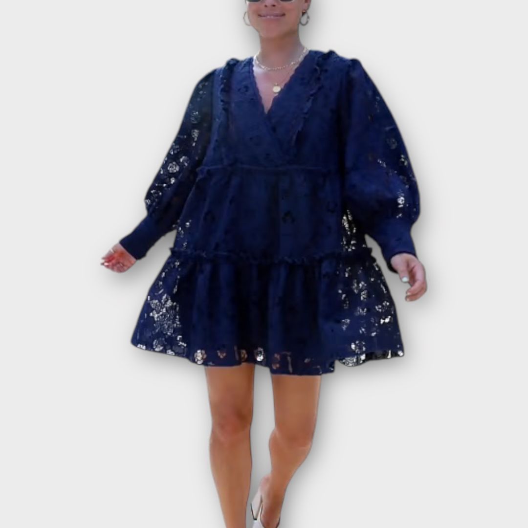 Labelrail x Collyer Twins Broderie Plunge Front Mini Dress - 18