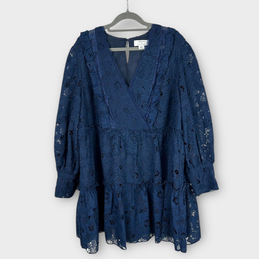 Labelrail x Collyer Twins Broderie Plunge Front Mini Dress - 18