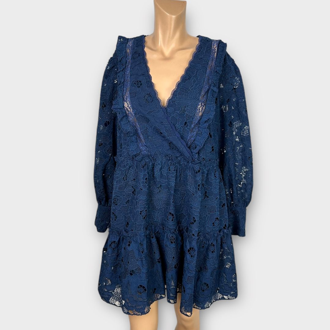 Labelrail x Collyer Twins Broderie Plunge Front Mini Dress - 18