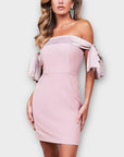 Lavish Alice Bardot Bow Mini Dress - 14/16