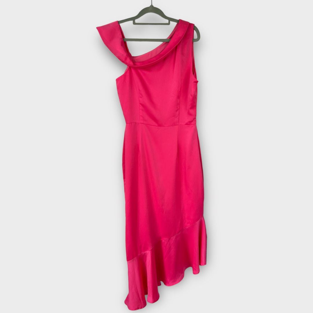 Lavish Alice Asymmetric Satin Dress - 12