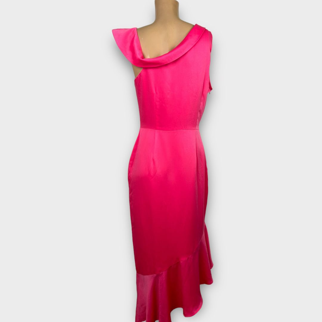 Lavish Alice Asymmetric Satin Dress - 12