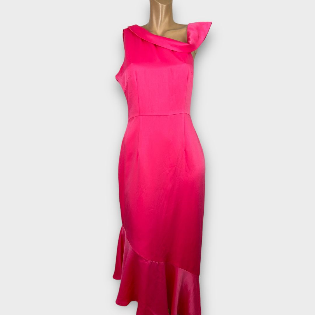 Lavish Alice Asymmetric Satin Dress - 12