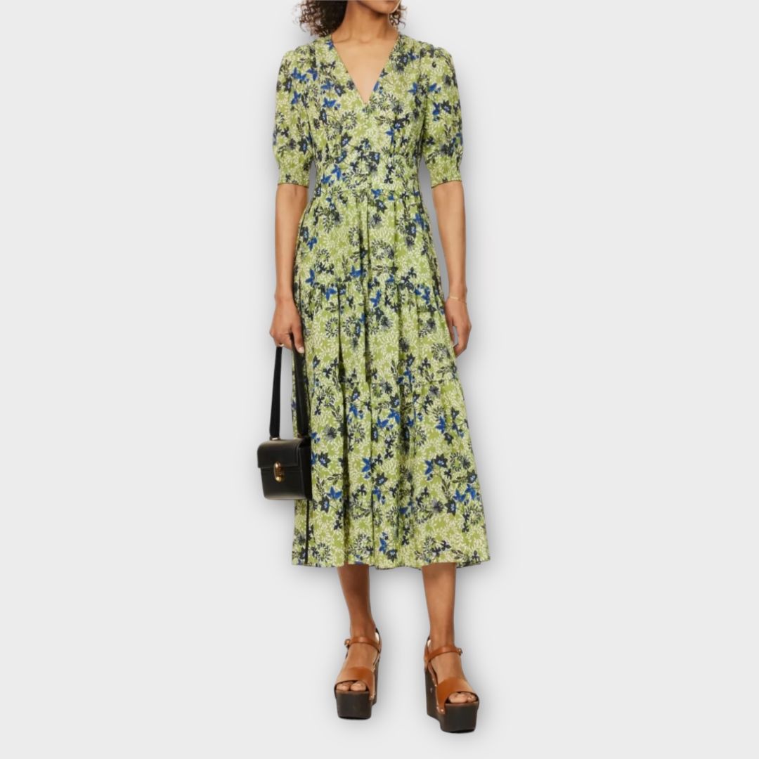 ME + EM Meadow Floral Print Midi Tea Dress - 8/10
