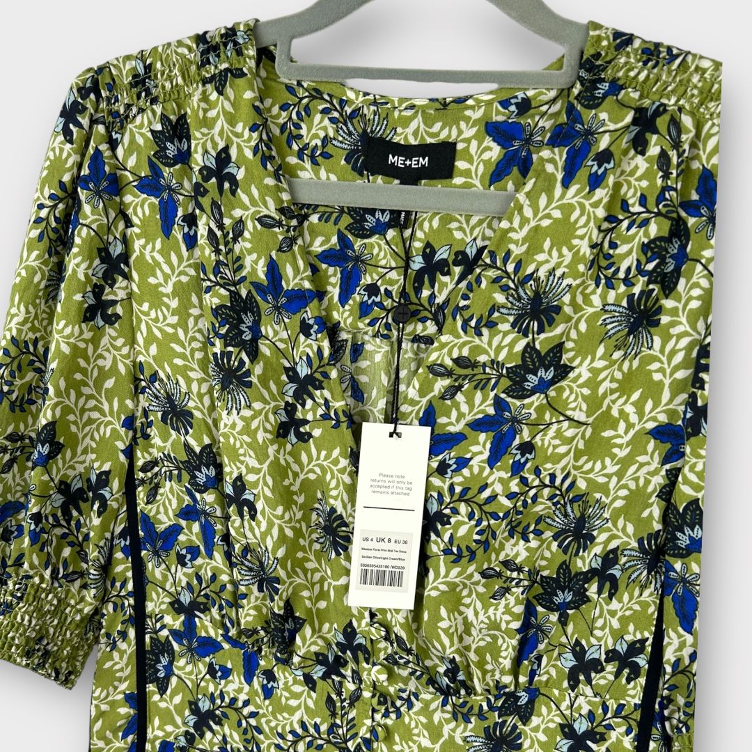 ME + EM Meadow Floral Print Midi Tea Dress - 8/10