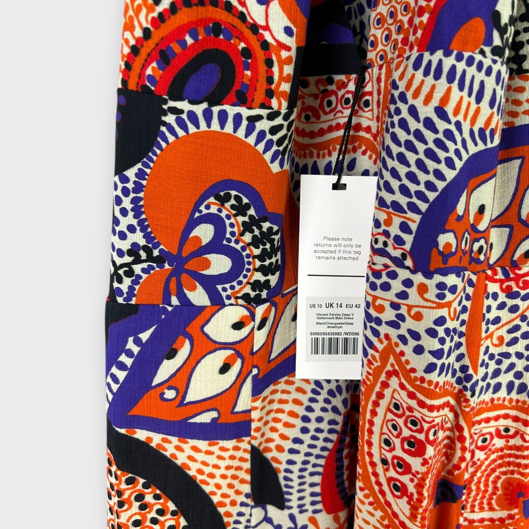 ME + EM Vibrant Paisley Print Halterneck Maxi Dress - 14