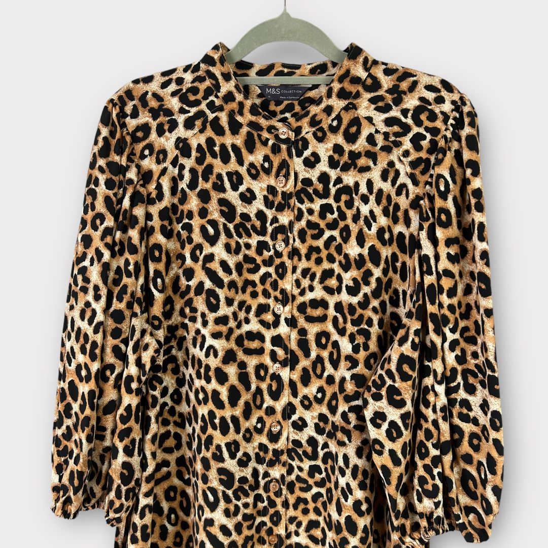 M S Animal Print Midi Shirt Dress 18
