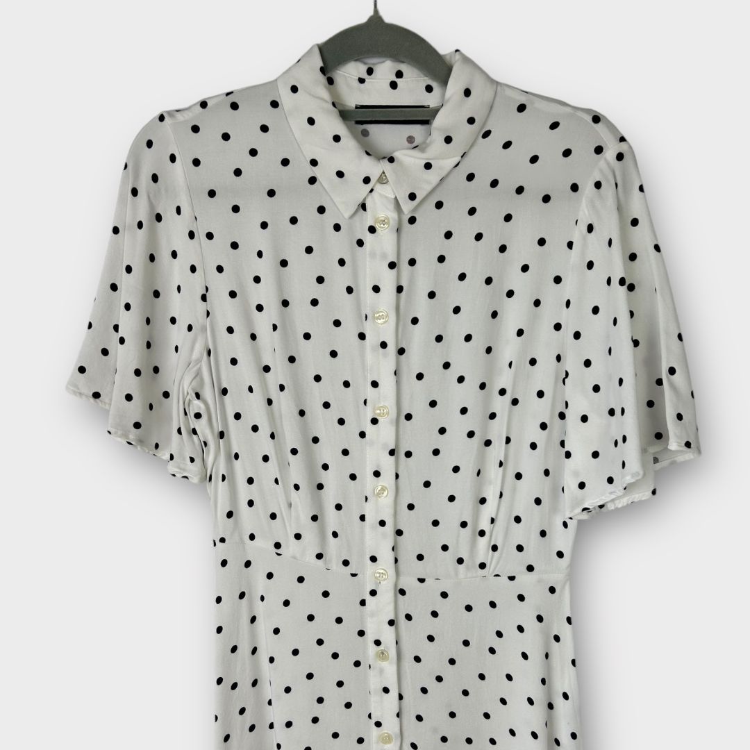 M&amp;S Polka Dot Midi Shirt Dress - 6