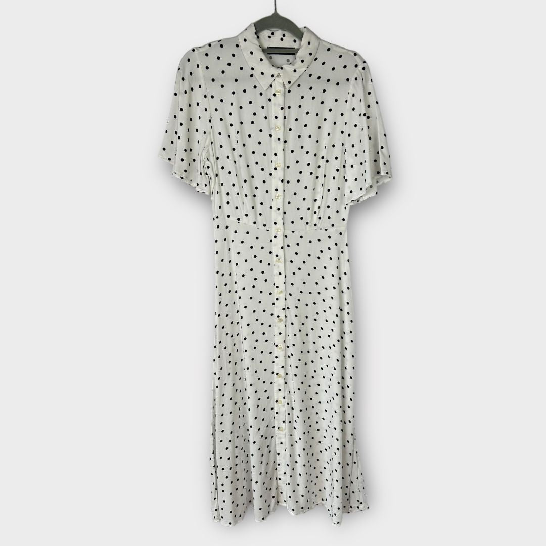 M&amp;S Polka Dot Midi Shirt Dress - 6