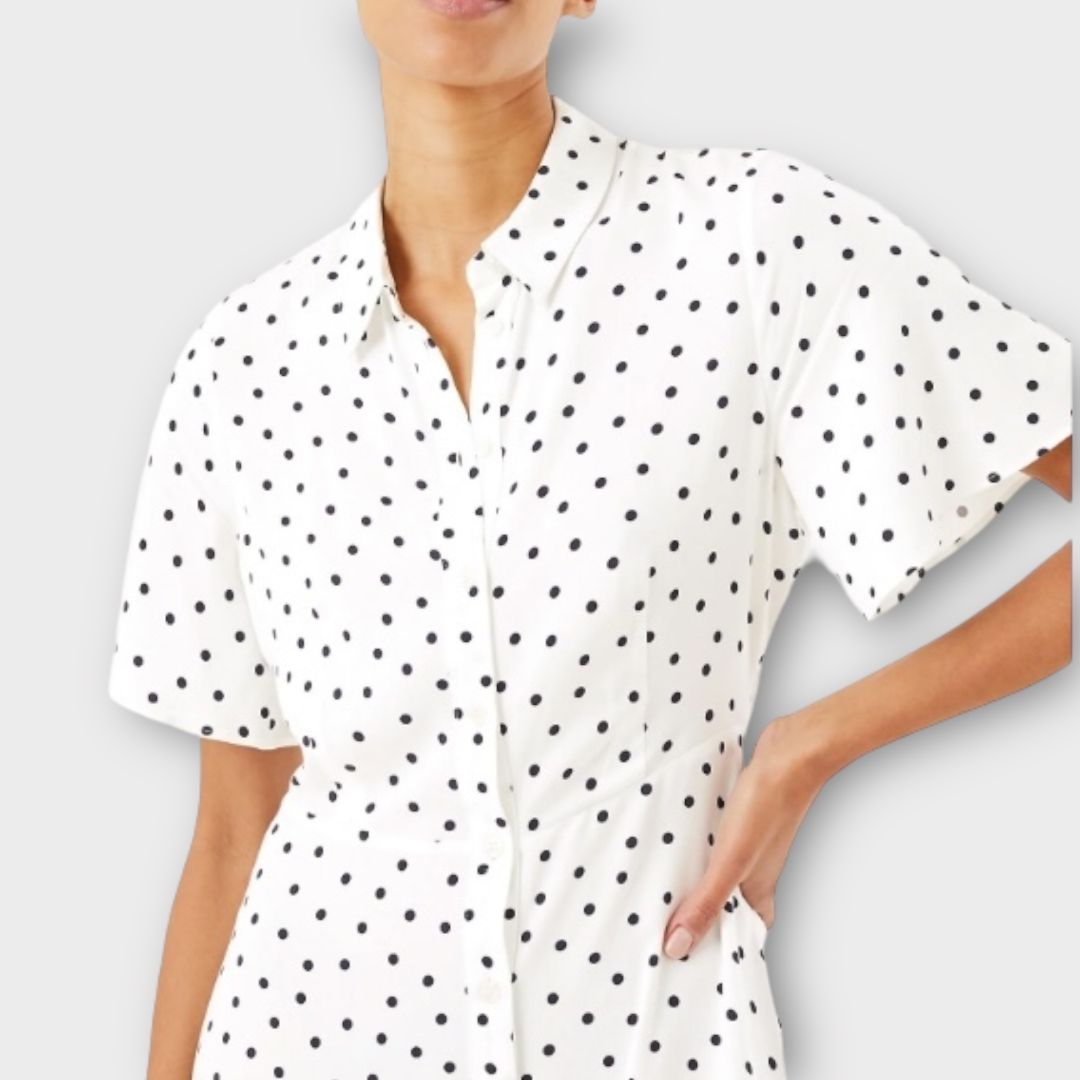 M&amp;S Polka Dot Midi Shirt Dress - 6