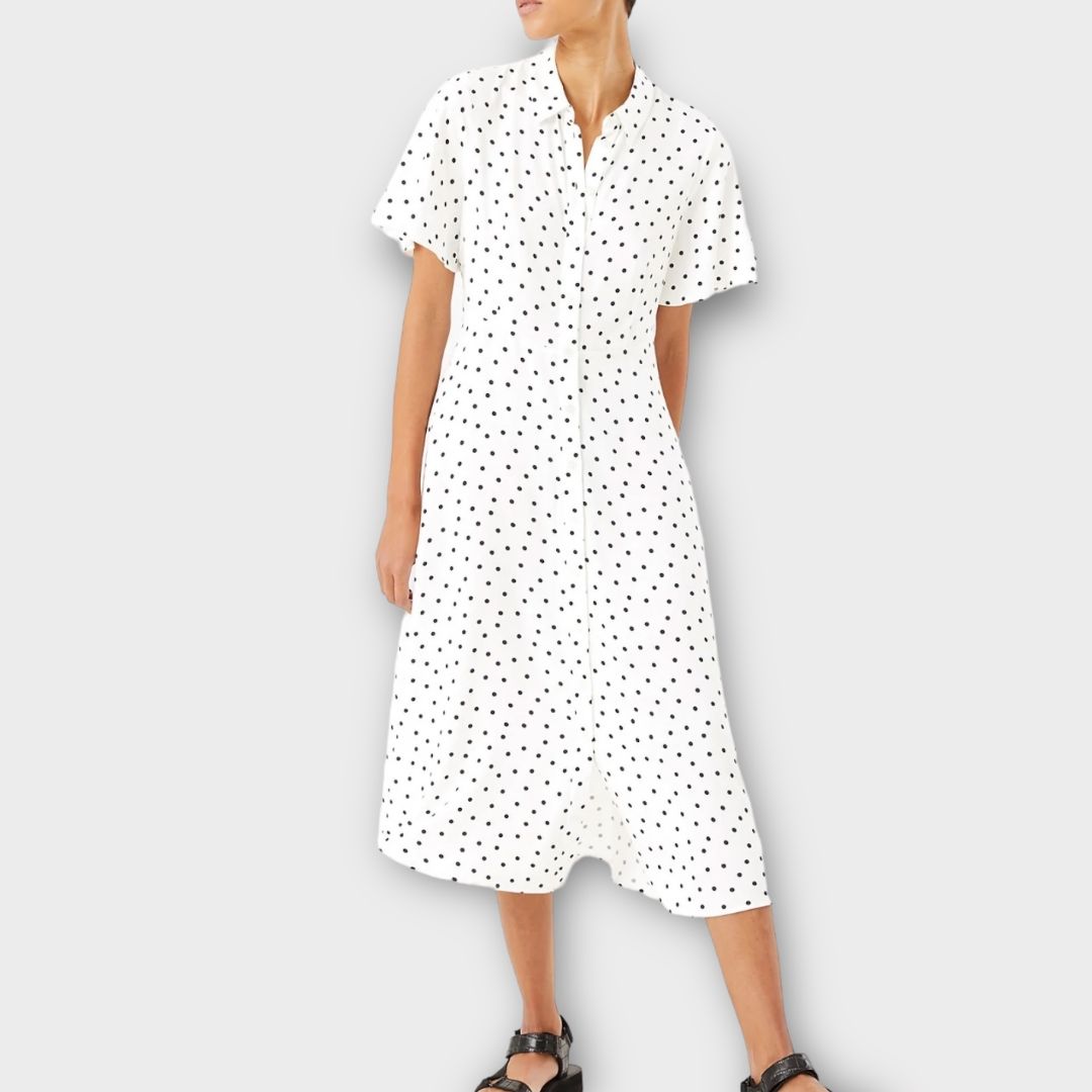 M&amp;S Polka Dot Midi Shirt Dress - 6