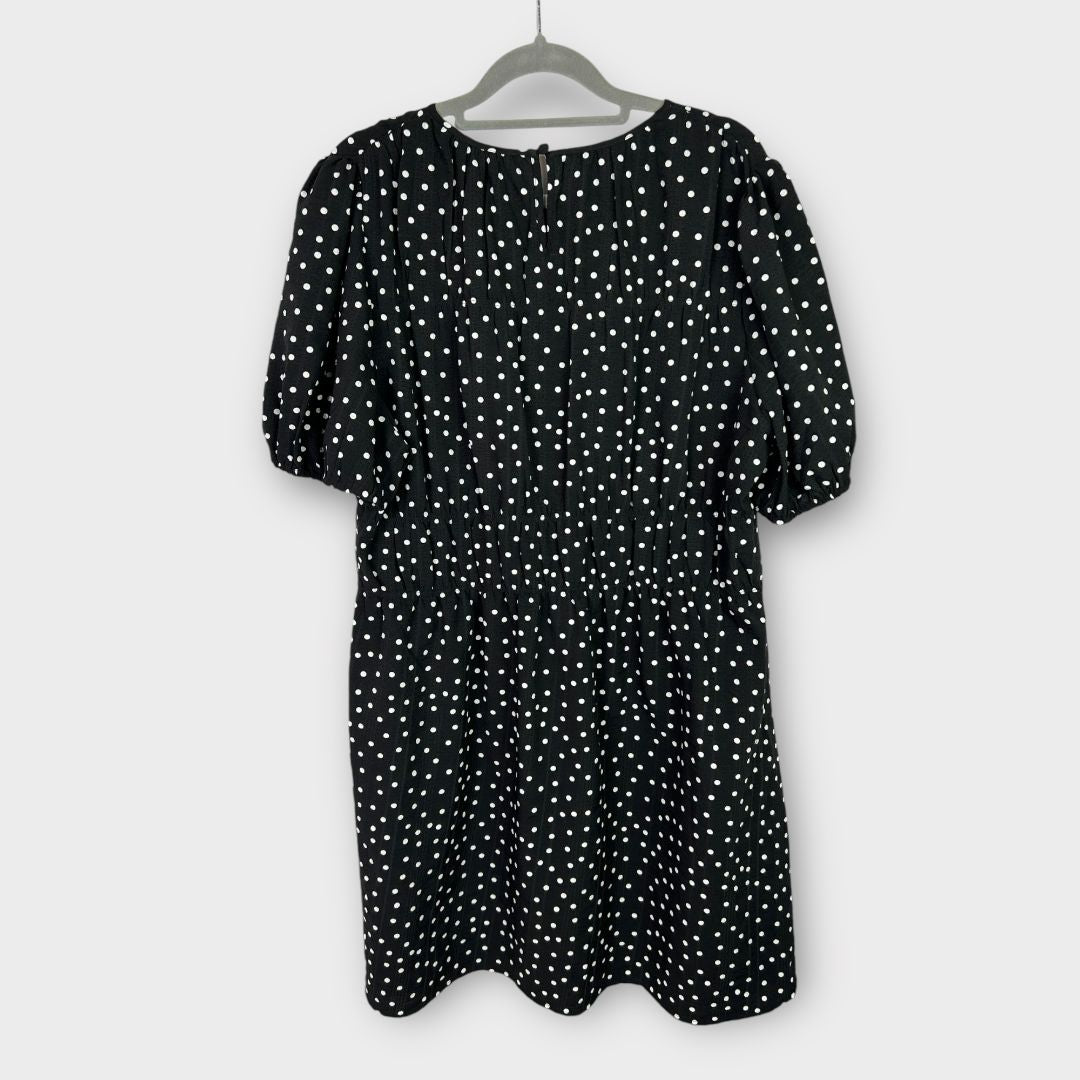 M&amp;S Polka Dot Textured Mini Smock Dress - 16