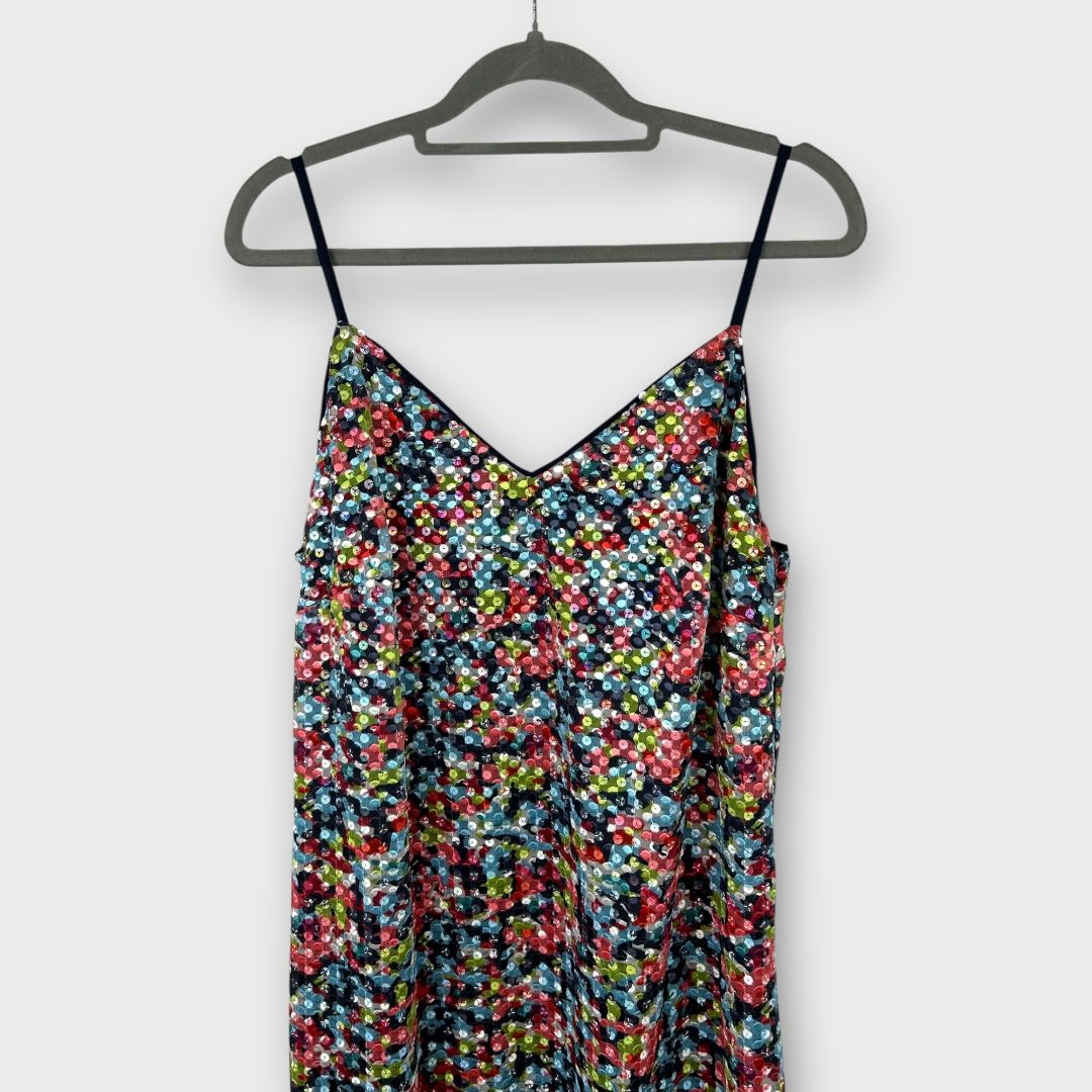 M&amp;S Printed Sequin Midi Slip Dress - 12