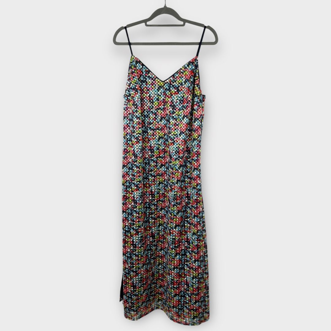 M&amp;S Printed Sequin Midi Slip Dress - 12