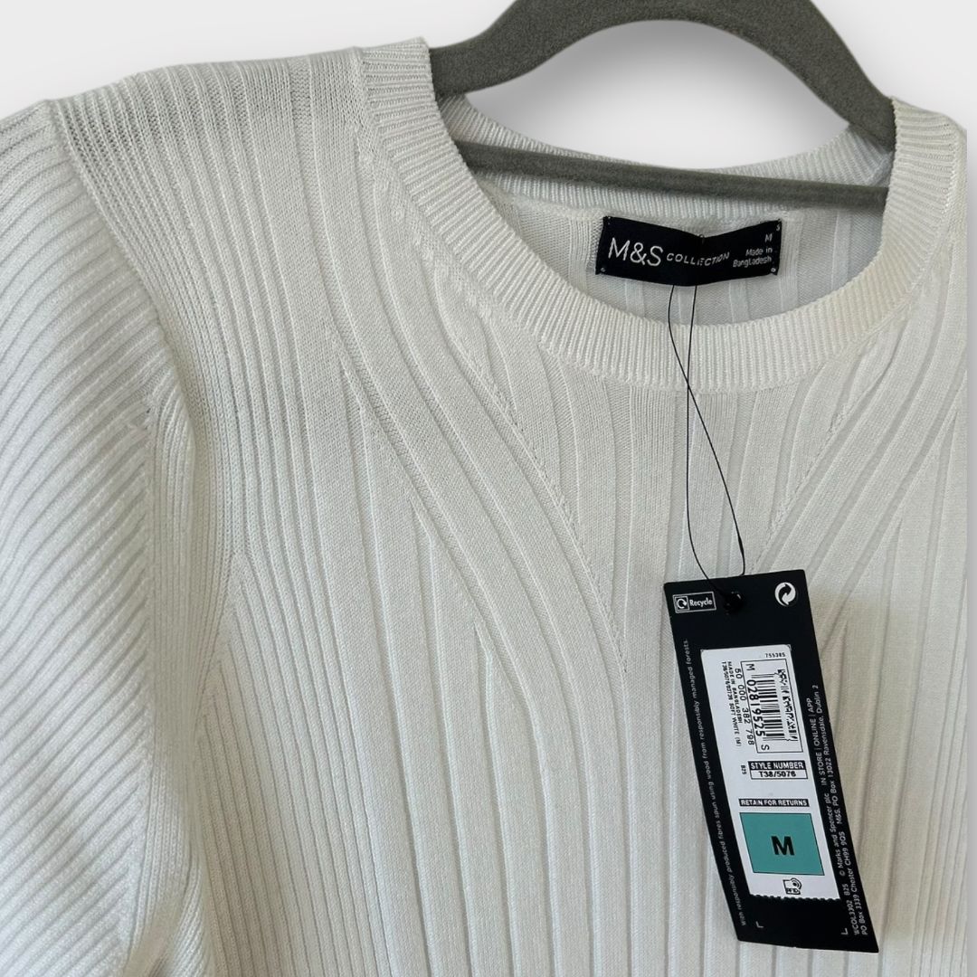 M&amp;S Ribbed Knit Top - 10 (M)