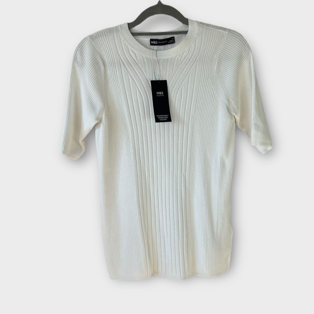 M&amp;S Ribbed Knit Top - 10 (M)