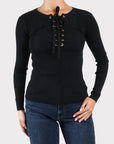 Maje Lace-up Ribbed Knit Top - 10